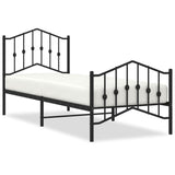 NNEVL Metal Bed Frame without Mattress with Footboard Black 90x190 cm