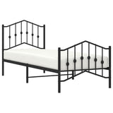 NNEVL Metal Bed Frame without Mattress with Footboard Black 90x190 cm