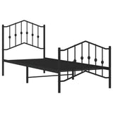 NNEVL Metal Bed Frame without Mattress with Footboard Black 90x190 cm