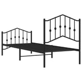 NNEVL Metal Bed Frame without Mattress with Footboard Black 90x190 cm