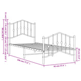 NNEVL Metal Bed Frame without Mattress with Footboard Black 90x190 cm