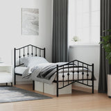 NNEVL Metal Bed Frame without Mattress with Footboard Black 90x190 cm