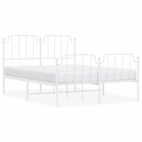 NNEVL Metal Bed Frame without Mattress with Footboard White 150x200 cm