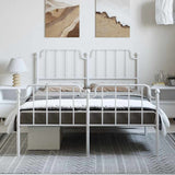NNEVL Metal Bed Frame without Mattress with Footboard White 150x200 cm