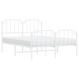 NNEVL Metal Bed Frame without Mattress with Footboard White 150x200 cm