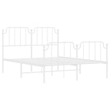 NNEVL Metal Bed Frame without Mattress with Footboard White 150x200 cm