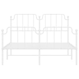 NNEVL Metal Bed Frame without Mattress with Footboard White 150x200 cm