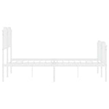 NNEVL Metal Bed Frame without Mattress with Footboard White 150x200 cm