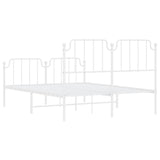 NNEVL Metal Bed Frame without Mattress with Footboard White 150x200 cm