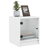 NNEVL Bedside Cabinets with Glass Doors 2 pcs White 35x37x42 cm
