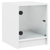 NNEVL Bedside Cabinets with Glass Doors 2 pcs White 35x37x42 cm