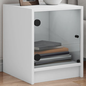 NNEVL Bedside Cabinets with Glass Doors 2 pcs White 35x37x42 cm