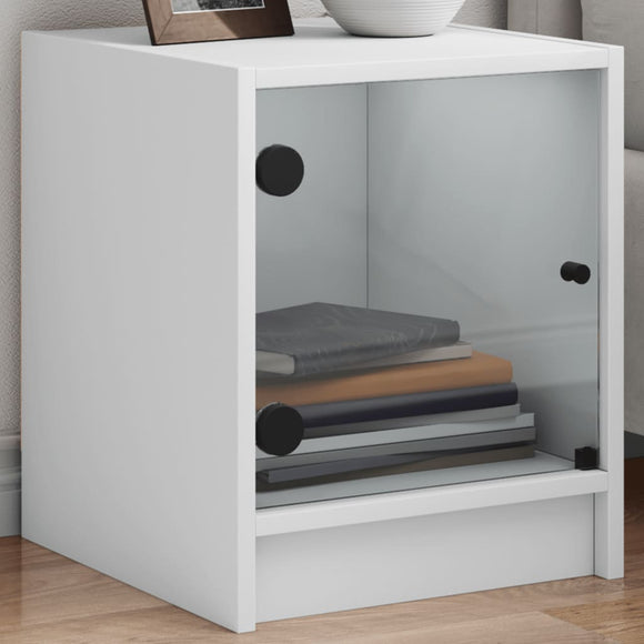 NNEVL Bedside Cabinets with Glass Doors 2 pcs White 35x37x42 cm