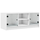 NNEVL TV Cabinet with Glass Doors White 102x37x42 cm