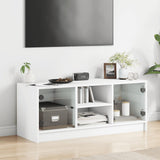 NNEVL TV Cabinet with Glass Doors White 102x37x42 cm