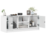 NNEVL TV Cabinet with Glass Doors White 102x37x42 cm