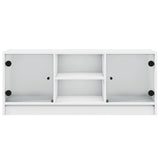 NNEVL TV Cabinet with Glass Doors White 102x37x42 cm