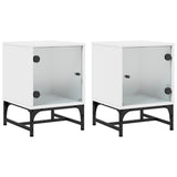 NNEVL Bedside Cabinets with Glass Doors 2 pcs White 35x37x50 cm
