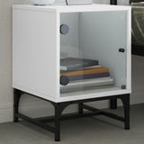 NNEVL Bedside Cabinets with Glass Doors 2 pcs White 35x37x50 cm