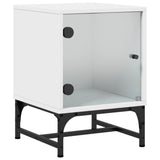 NNEVL Bedside Cabinets with Glass Doors 2 pcs White 35x37x50 cm