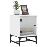 NNEVL Bedside Cabinets with Glass Doors 2 pcs White 35x37x50 cm