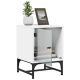 NNEVL Bedside Cabinets with Glass Doors 2 pcs White 35x37x50 cm