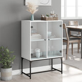 NNEVL Side Cabinet with Glass Doors White 69x37x100 cm