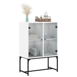 NNEVL Side Cabinet with Glass Doors White 69x37x100 cm