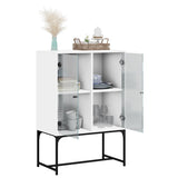 NNEVL Side Cabinet with Glass Doors White 69x37x100 cm