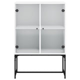 NNEVL Side Cabinet with Glass Doors White 69x37x100 cm