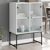 NNEVL Side Cabinet with Glass Doors White 69x37x100 cm