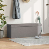 NNEVL Storage Bench Foldable Light Grey Faux Linen
