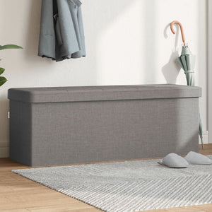 NNEVL Storage Bench Foldable Light Grey Faux Linen