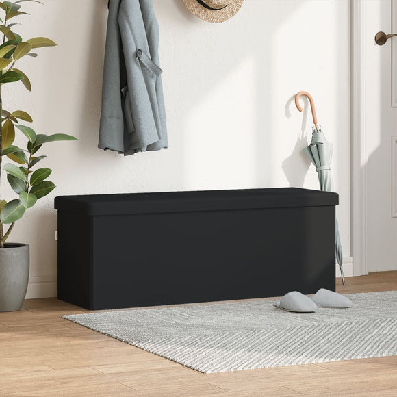 NNEVL Storage Bench Foldable Black PVC