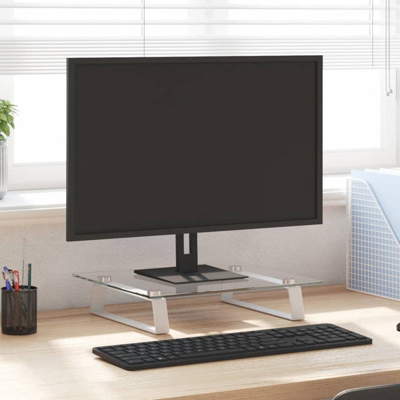 NNEVL Monitor Stand White 40x35x8 cm Tempered Glass and Metal