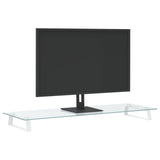 NNEVL Monitor Stand White 100x35x8 cm Tempered Glass and Metal