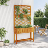NNEVL Planter with Trellis and Shelf 100x32x185 cm Solid Wood Acacia