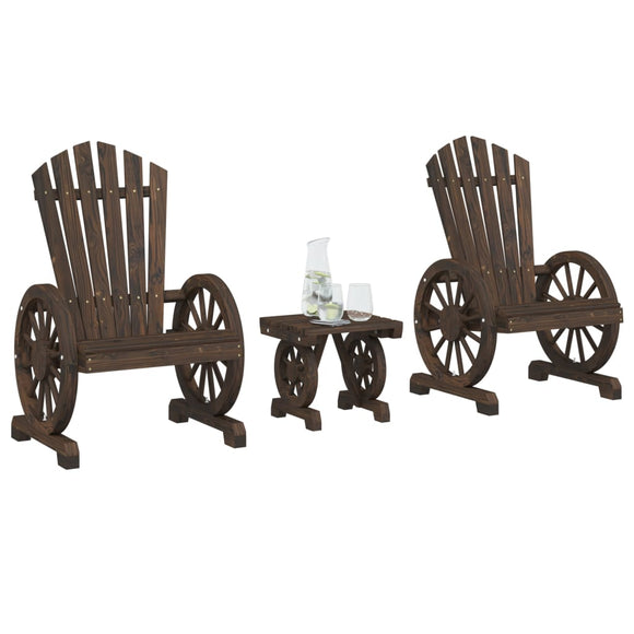 NNEVL 3 Piece Garden Lounge Set Solid Wood Fir