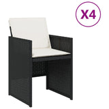 NNEVL Garden Chairs with Cushions 4 pcs Black Poly Rattan