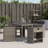 NNEVL Garden Chairs with Cushions 4 pcs Grey Poly Rattan