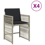 NNEVL Garden Chairs with Cushions 4 pcs Light Grey Poly Rattan