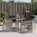 NNEVL Garden Chairs with Cushions 4 pcs Light Grey Poly Rattan