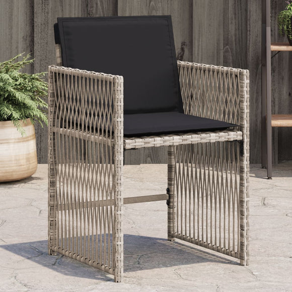 NNEVL Garden Chairs with Cushions 4 pcs Light Grey Poly Rattan