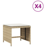 NNEVL Garden Stools with Cushions 4 pcs Beige 41x41x36 cm Poly Rattan