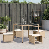 NNEVL Garden Stools with Cushions 4 pcs Beige 41x41x36 cm Poly Rattan
