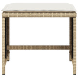 NNEVL Garden Stools with Cushions 4 pcs Beige 41x41x36 cm Poly Rattan