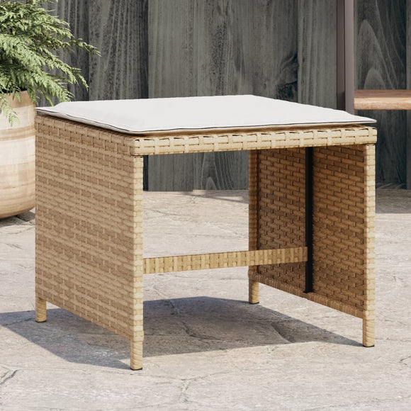 NNEVL Garden Stools with Cushions 4 pcs Beige 41x41x36 cm Poly Rattan