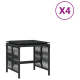 NNEVL Garden Stools with Cushions 4 pcs Black 41x41x36 cm Poly Rattan