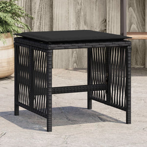 NNEVL Garden Stools with Cushions 4 pcs Black 41x41x36 cm Poly Rattan