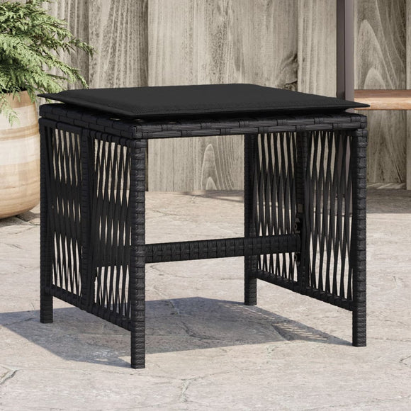 NNEVL Garden Stools with Cushions 4 pcs Black 41x41x36 cm Poly Rattan